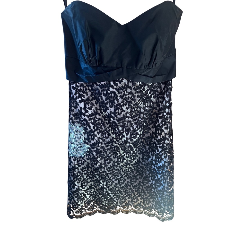 White House Black Market Dress Black Lace Strapless Formal Party Prom Size 2